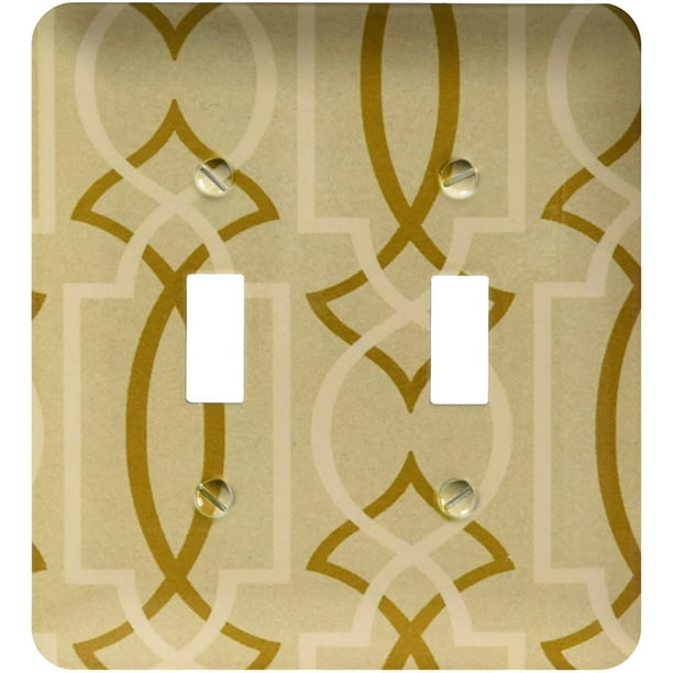 3dRose lsp_100610_2 Gold N Beige Geometric Art Deco Design Double Toggle Switch 